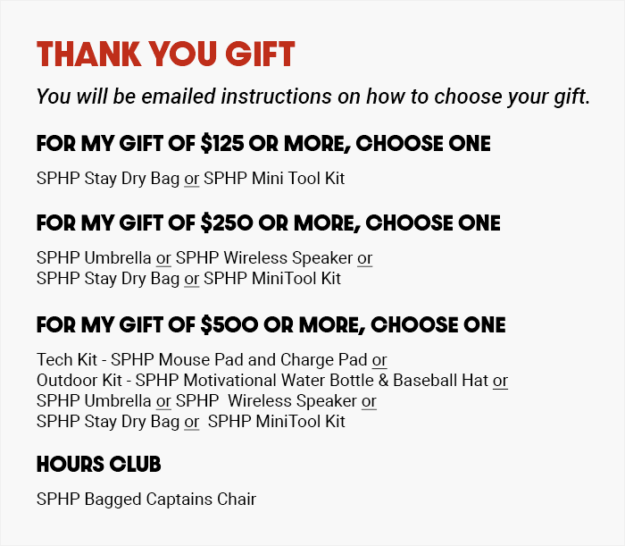 You will be emailed instructions on how to choose your gift.